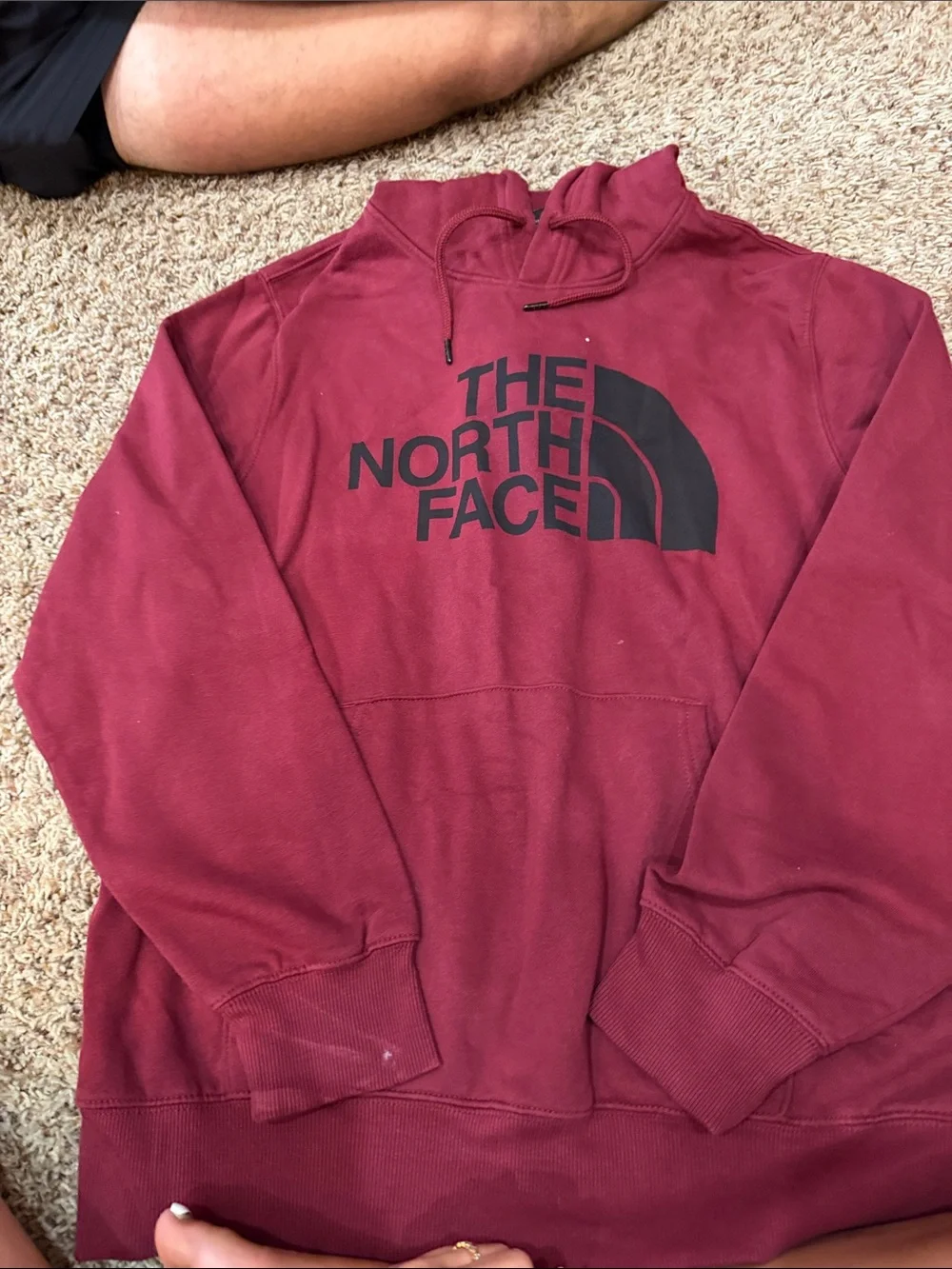 The North Face Men's Burgundy Pullover Hoodie with Black Logo